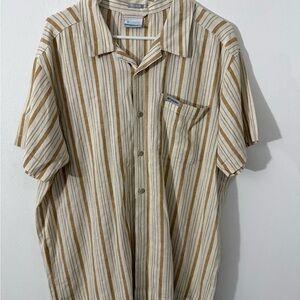 Columbia Tan and Brown Striped Men's Shirt